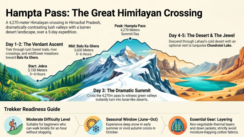 Hampta Pass Trekking: The Crossing That Changes Everything